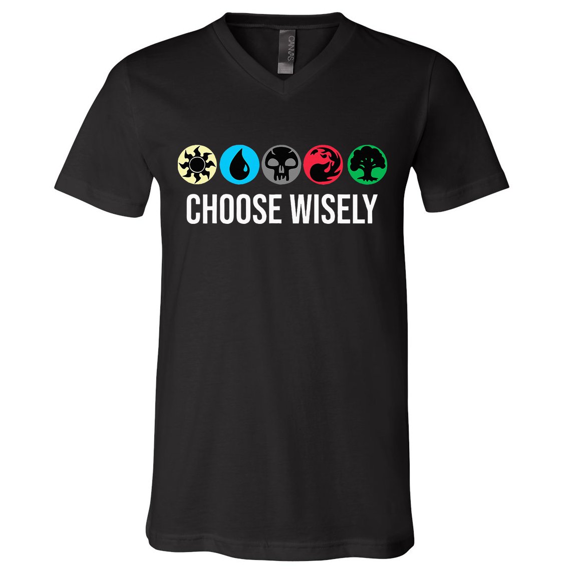 Symbols Gathering Magic Choose Wisely Blue Red Green V-Neck T-Shirt