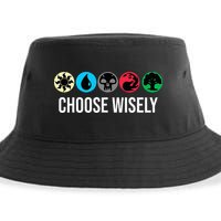 Symbols Gathering Magic Choose Wisely Blue Red Green Sustainable Bucket Hat