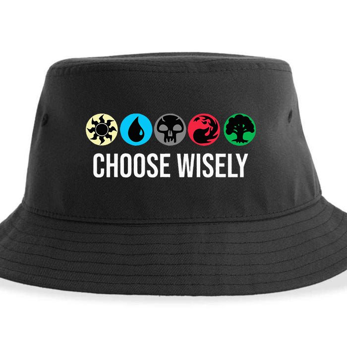 Symbols Gathering Magic Choose Wisely Blue Red Green Sustainable Bucket Hat