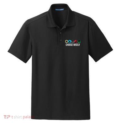 Symbols Gathering Magic Choose Wisely Blue Red Green Dry Zone Grid Polo