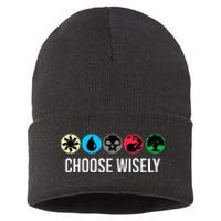 Symbols Gathering Magic Choose Wisely Blue Red Green Sustainable Knit Beanie