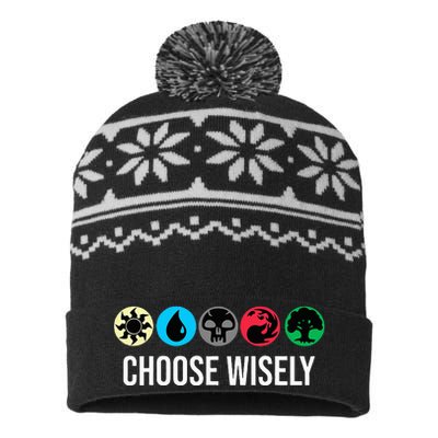 Symbols Gathering Magic Choose Wisely Blue Red Green USA-Made Snowflake Beanie