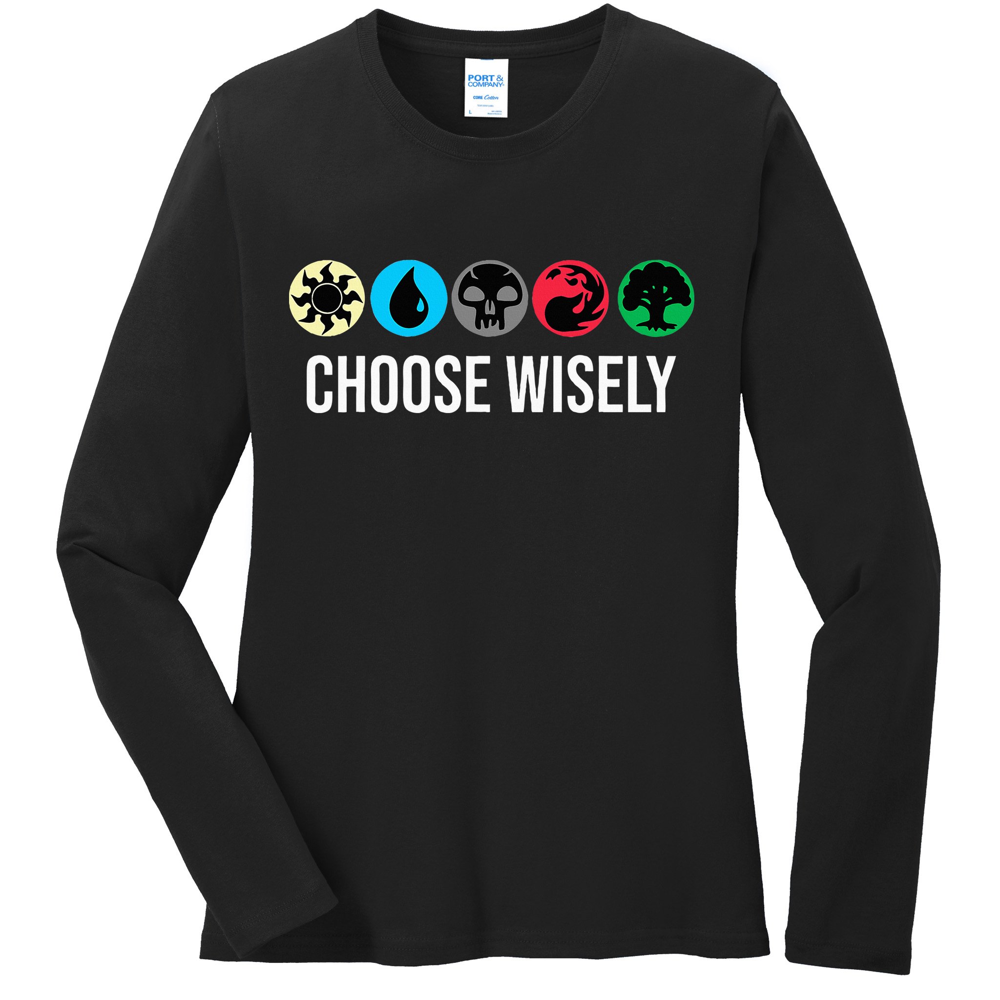 Symbols Gathering Magic Choose Wisely Blue Red Green Ladies Long Sleeve Shirt