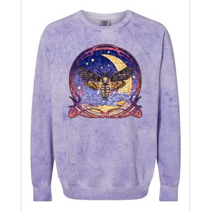 Stained Glass Moth Butterfly Moon Crest Colorblast Crewneck Sweatshirt