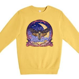 Stained Glass Moth Butterfly Moon Crest Premium Crewneck Sweatshirt