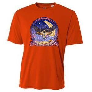 Stained Glass Moth Butterfly Moon Crest Cooling Performance Crew T-Shirt