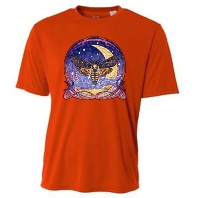 Stained Glass Moth Butterfly Moon Crest Cooling Performance Crew T-Shirt