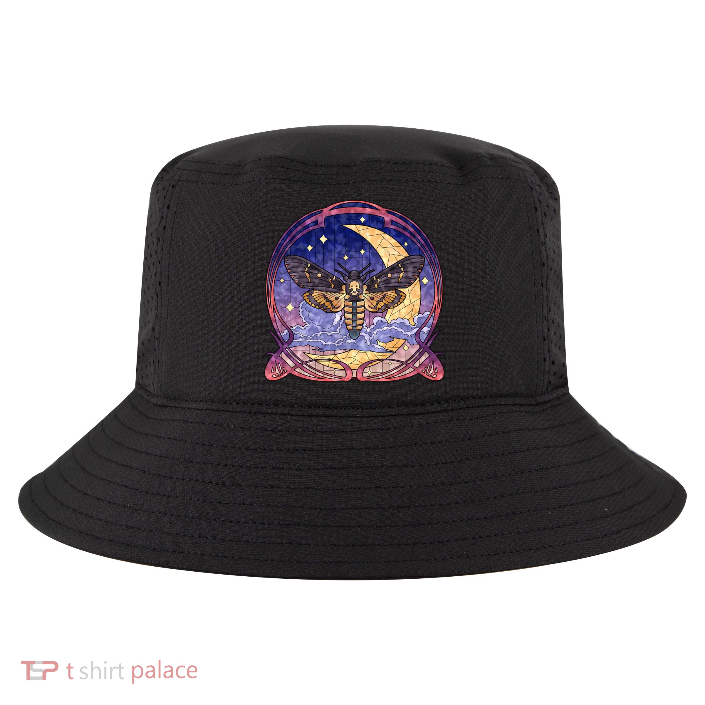 Stained Glass Moth Butterfly Moon Crest Cool Comfort Performance Bucket Hat