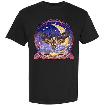 Stained Glass Moth Butterfly Moon Crest Garment-Dyed Heavyweight T-Shirt