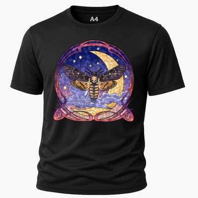 Stained Glass Moth Butterfly Moon Crest Performance Shirt