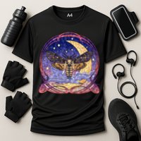 Stained Glass Moth Butterfly Moon Crest Performance Shirt