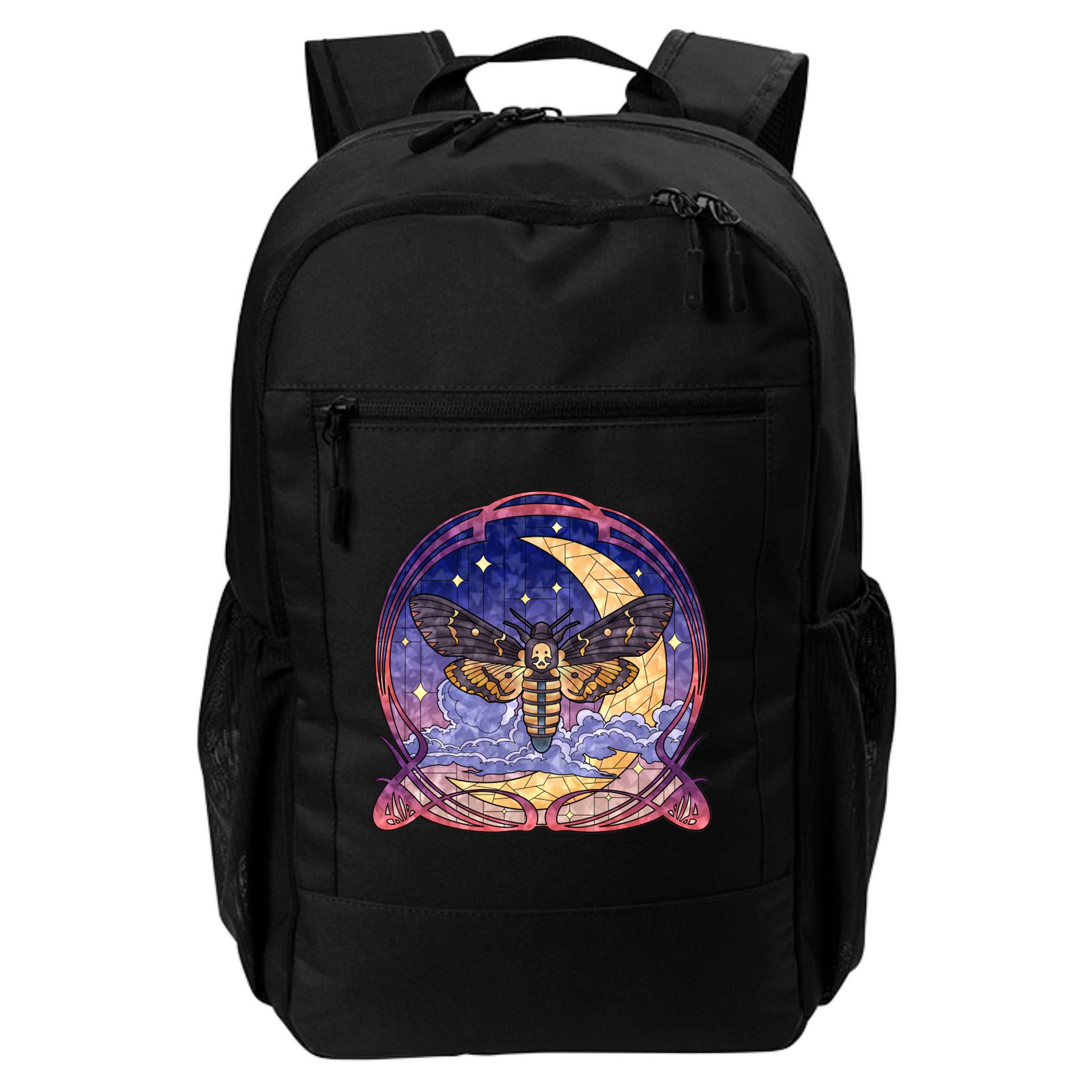Stained Glass Moth Butterfly Moon Crest Backpack