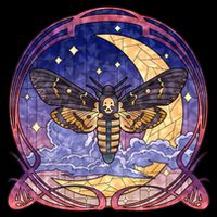 Stained Glass Moth Butterfly Moon Crest Drawstring Bag