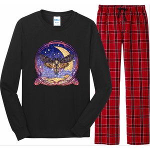 Stained Glass Moth Butterfly Moon Crest Long Sleeve Pajama Set