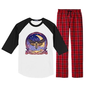 Stained Glass Moth Butterfly Moon Crest Raglan Sleeve Pajama Set