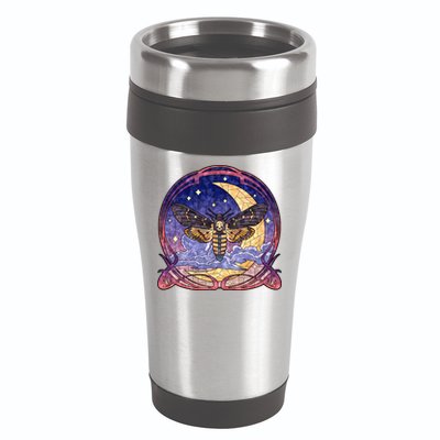 Stained Glass Moth Butterfly Moon Crest 16oz Travel Tumbler