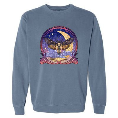 Stained Glass Moth Butterfly Moon Crest Garment-Dyed Sweatshirt