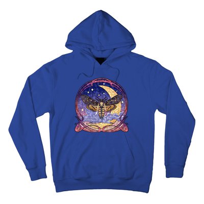 Stained Glass Moth Butterfly Moon Crest Hoodie