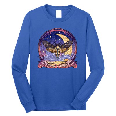 Stained Glass Moth Butterfly Moon Crest Long Sleeve Shirt