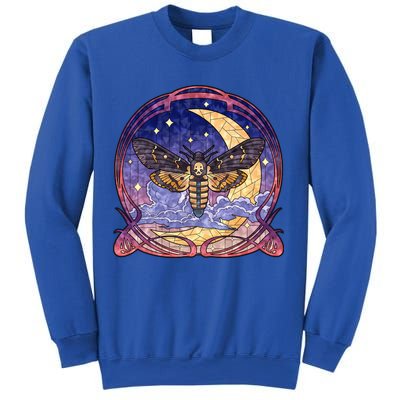 Stained Glass Moth Butterfly Moon Crest Sweatshirt