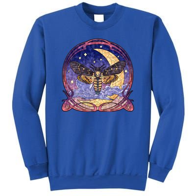 Stained Glass Moth Butterfly Moon Crest Sweatshirt