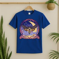 Stained Glass Moth Butterfly Moon Crest T-Shirt