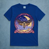 Stained Glass Moth Butterfly Moon Crest T-Shirt