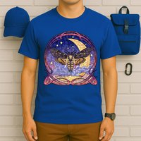 Stained Glass Moth Butterfly Moon Crest T-Shirt