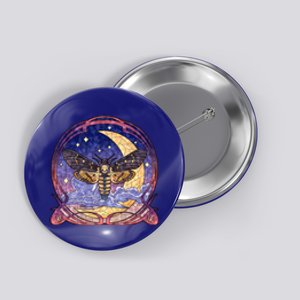 Stained Glass Moth Butterfly Moon Crest Button