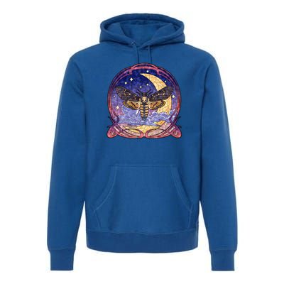 Stained Glass Moth Butterfly Moon Crest Premium Hoodie