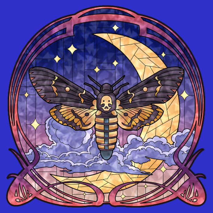 Stained Glass Moth Butterfly Moon Crest 16 in Basic Backpack