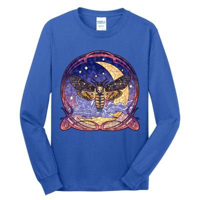 Stained Glass Moth Butterfly Moon Crest Tall Long Sleeve T-Shirt