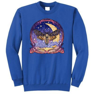 Stained Glass Moth Butterfly Moon Crest Tall Sweatshirt