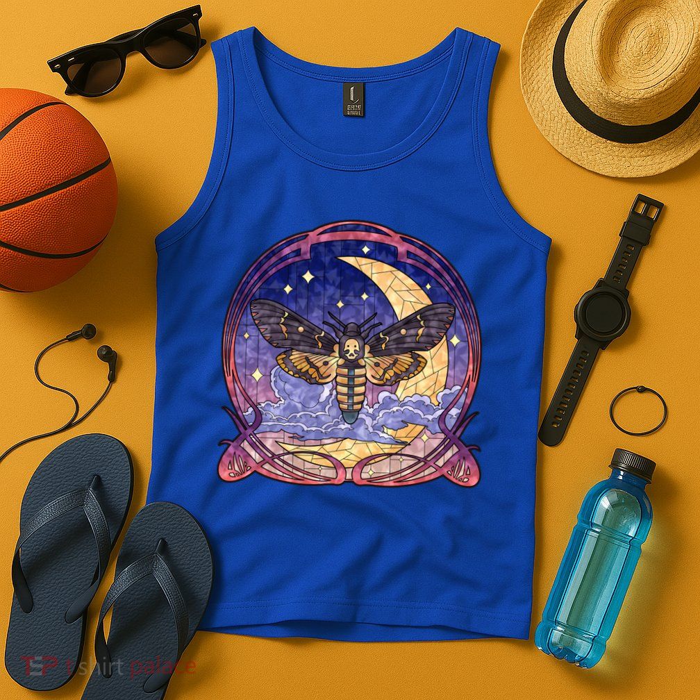 Stained Glass Moth Butterfly Moon Crest Tank Top