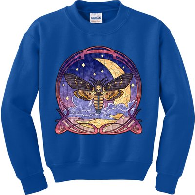 Stained Glass Moth Butterfly Moon Crest Kids Sweatshirt