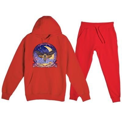 Stained Glass Moth Butterfly Moon Crest Premium Hooded Sweatsuit Set