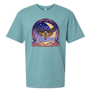 Stained Glass Moth Butterfly Moon Crest Sueded Cloud Jersey T-Shirt