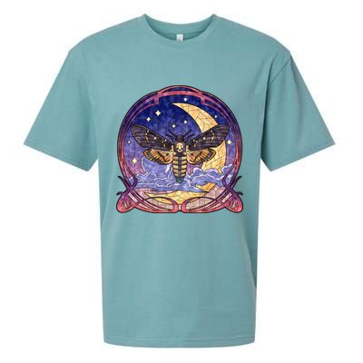 Stained Glass Moth Butterfly Moon Crest Sueded Cloud Jersey T-Shirt