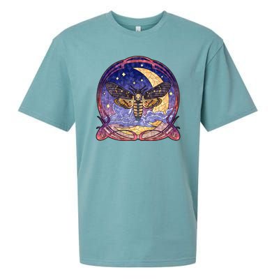 Stained Glass Moth Butterfly Moon Crest Sueded Cloud Jersey T-Shirt