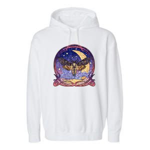 Stained Glass Moth Butterfly Moon Crest Garment-Dyed Fleece Hoodie