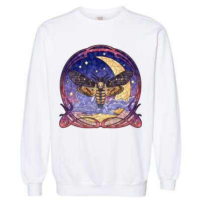 Stained Glass Moth Butterfly Moon Crest Garment-Dyed Sweatshirt
