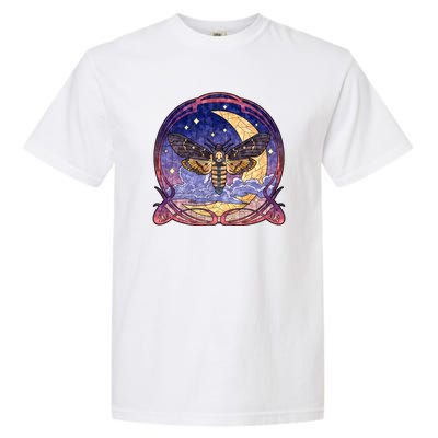 Stained Glass Moth Butterfly Moon Crest Garment-Dyed Heavyweight T-Shirt