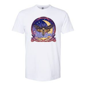 Stained Glass Moth Butterfly Moon Crest Softstyle CVC T-Shirt