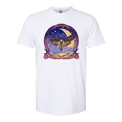 Stained Glass Moth Butterfly Moon Crest Softstyle CVC T-Shirt