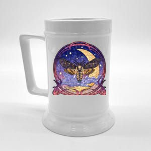 Stained Glass Moth Butterfly Moon Crest Beer Stein