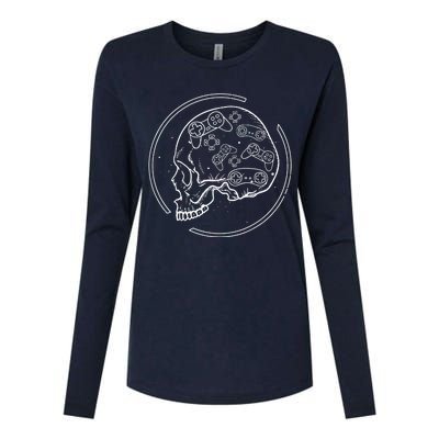 Skull Gaming Mind Control Womens Cotton Relaxed Long Sleeve T-Shirt