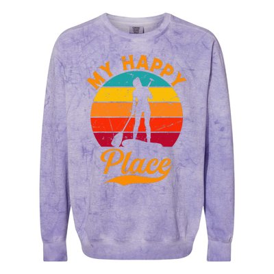 Sup Girl My Happy Place Water Sports Stand Up Paddle Board Colorblast Crewneck Sweatshirt