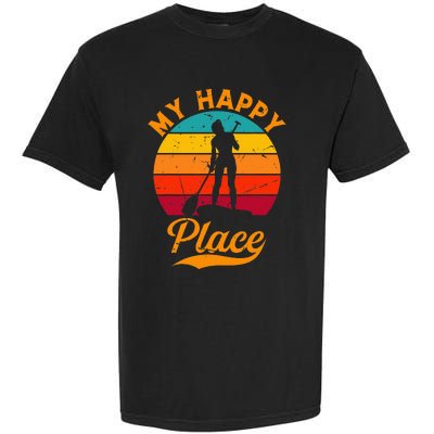 Sup Girl My Happy Place Water Sports Stand Up Paddle Board Garment-Dyed Heavyweight T-Shirt