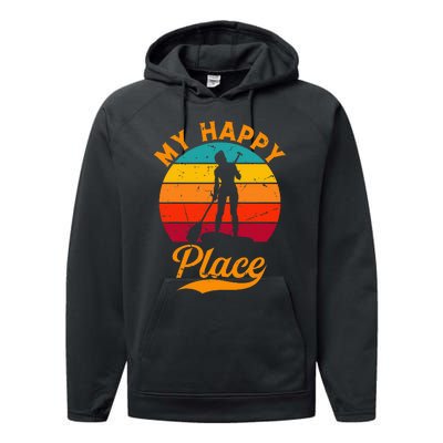 Sup Girl My Happy Place Water Sports Stand Up Paddle Board Performance Fleece Hoodie