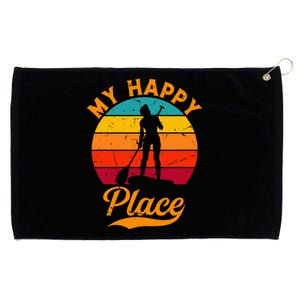 Sup Girl My Happy Place Water Sports Stand Up Paddle Board Grommeted Golf Towel